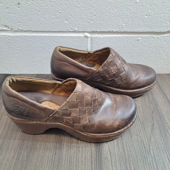 Ariat Western Clog/Mule Slip On Brown Leather Shoes Women's Size 7 B - Picture 2 of 7